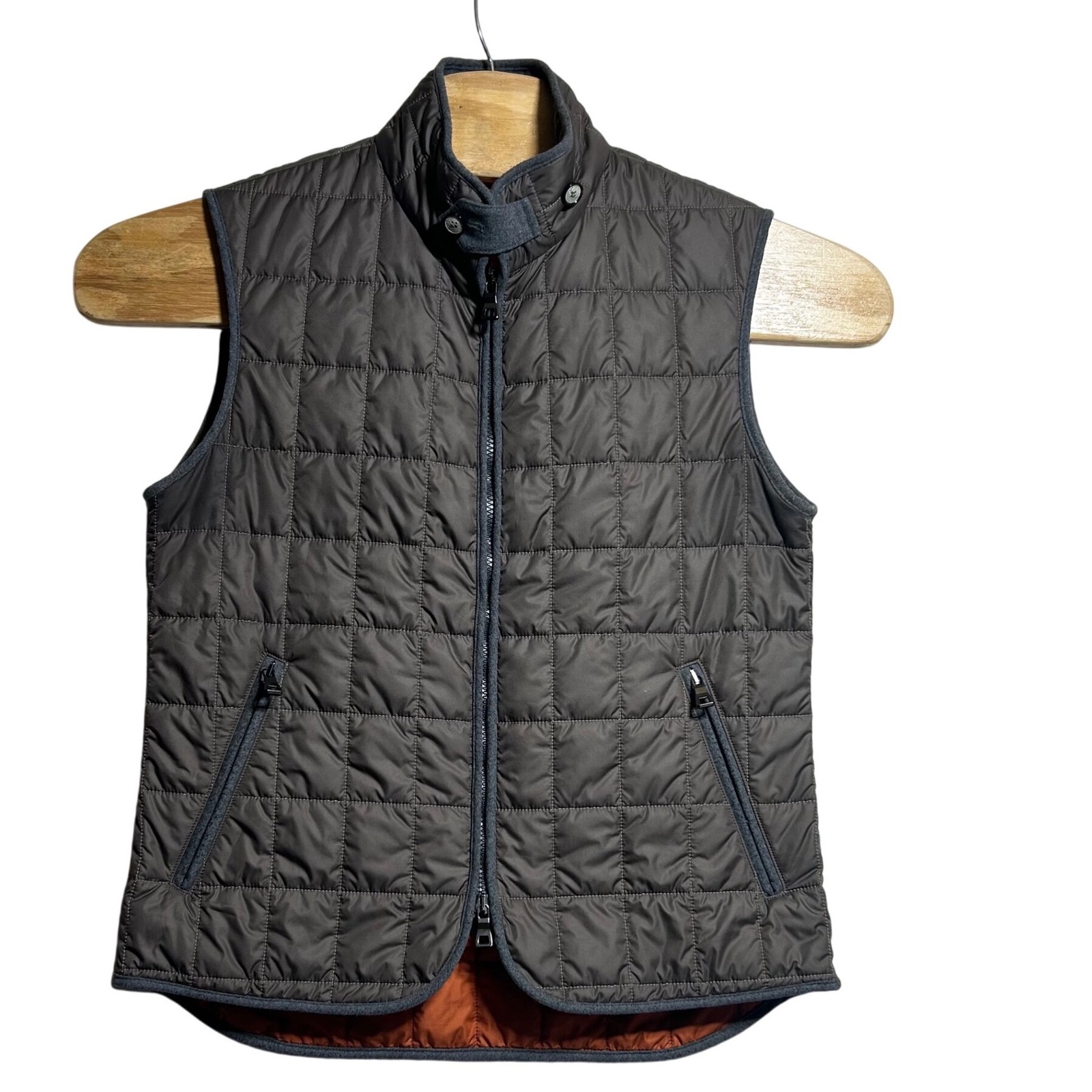 Waterville Men Quilted Vest Charcoal Grey Orange Theo Made In Italy Size 48